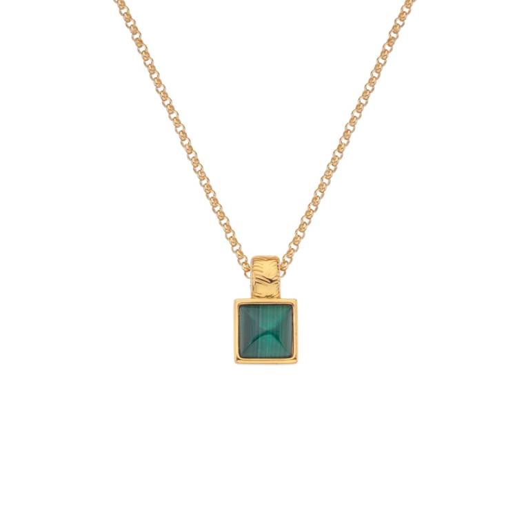 Hot Diamonds x Jac Jossa Revive Gold Plated Sterling Silver Malachite Pendant - Silver