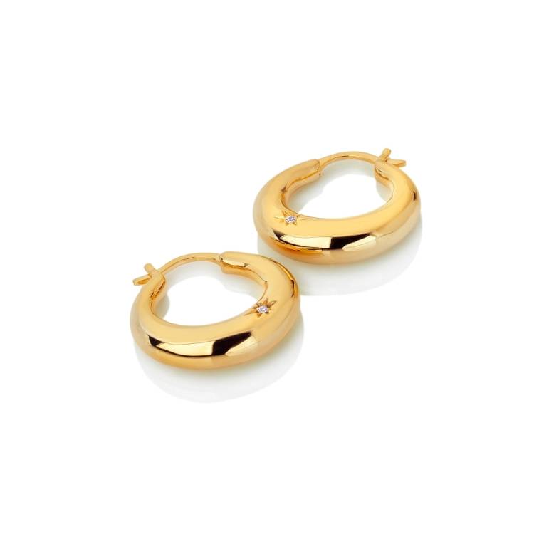 Hot Diamonds x Jac Jossa Soul Gold Plated Sterling Silver Statement Hoop Earrings - Silver