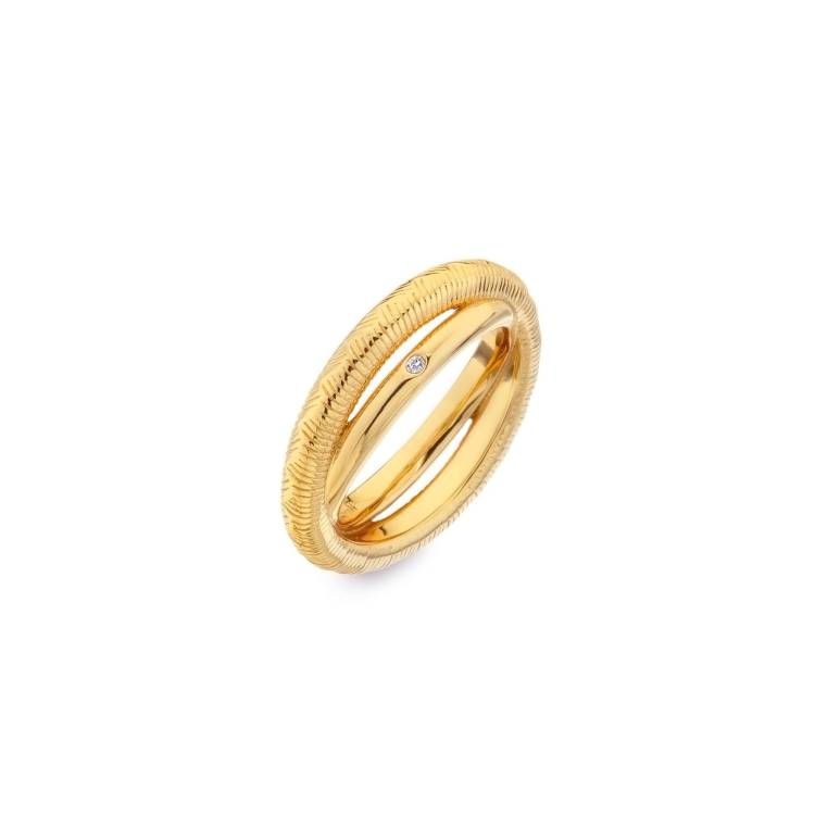Hot Diamonds x Jac Jossa Spirit Duo Gold Plated Sterling Silver Ring - Extra Large (P)