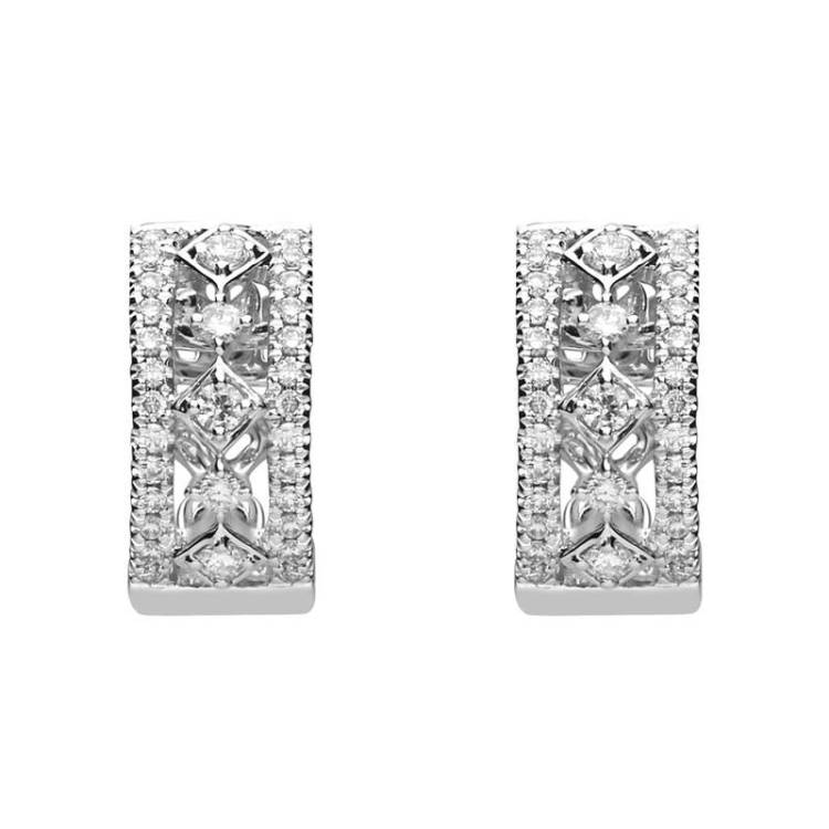 18ct White Gold 0.55ct Diamond House Style Hoop Earrings - White Gold