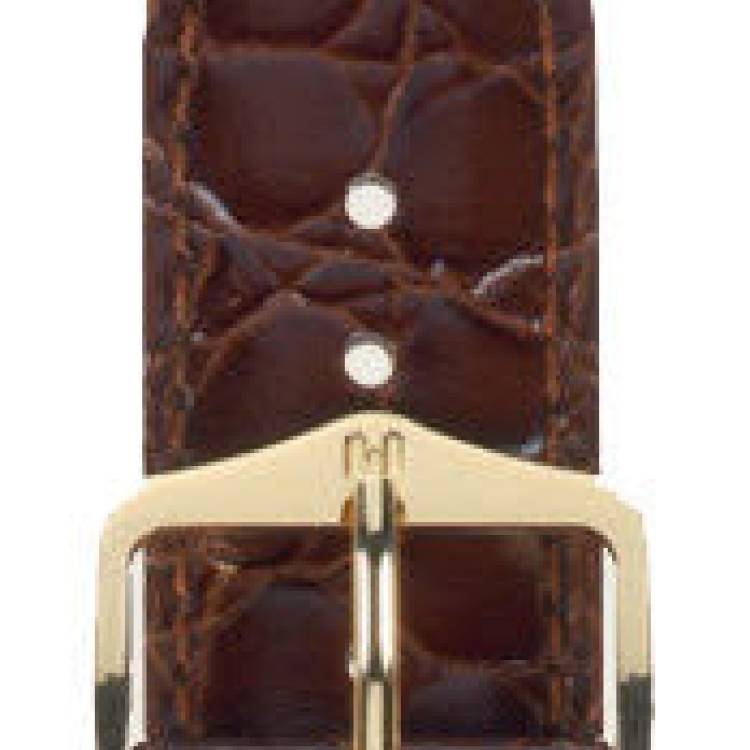 Hirsch Strap Crocograin Brown Medium 18mm - Brown