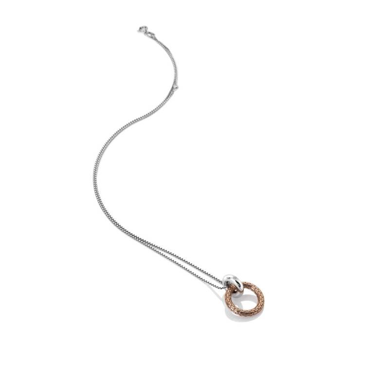 Hot Diamonds Woven Circle Rose Gold Plate and Sterling Silver Necklace D - Silver