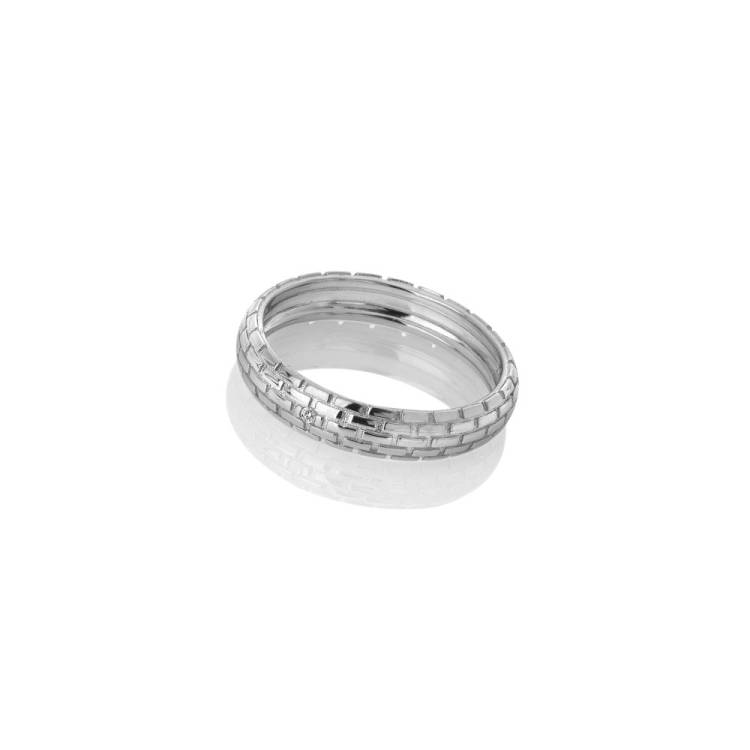 Hot Diamonds Woven Sterling Silver Band Ring D - Silver