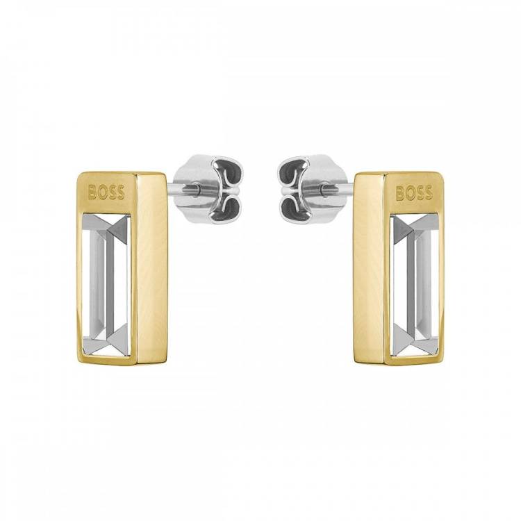 Boss Clia Light Yellow Gold IP Crystal Baguette Ladies Earrings