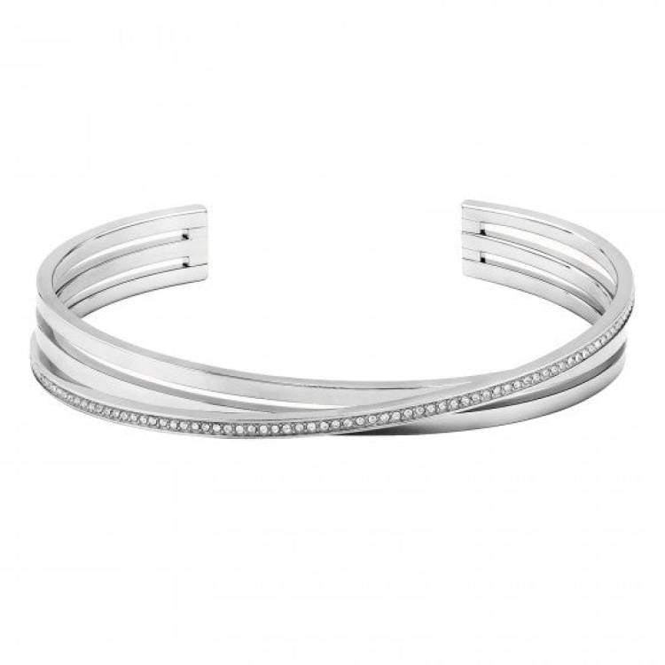 Boss Jewellery Stainless Steel Cubic Zirconia Saya Bangle - Silver