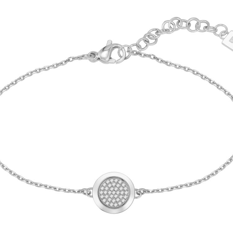 Boss Jewellery Stainless Steel Medallion Crystal Bracelet - Silver