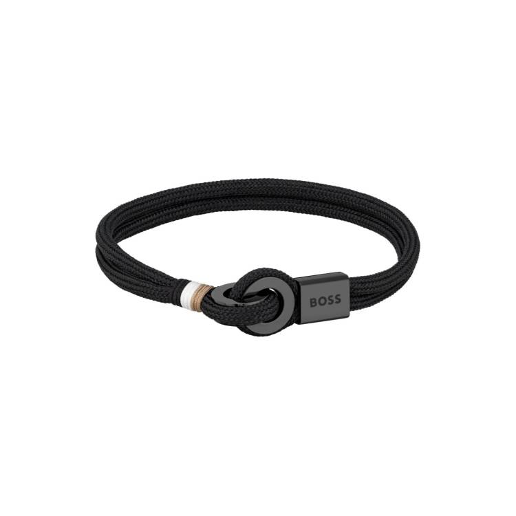 Boss Jewellery Thad Sport Nylon Black Cord Gents Bracelet