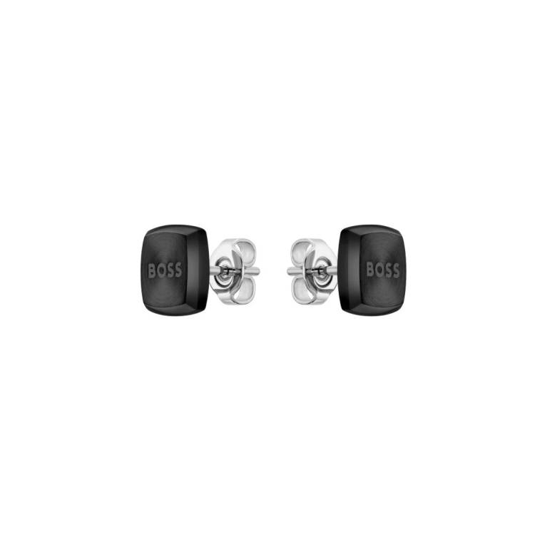 Boss Jewellery Yann Black IP Square Gents Earrings