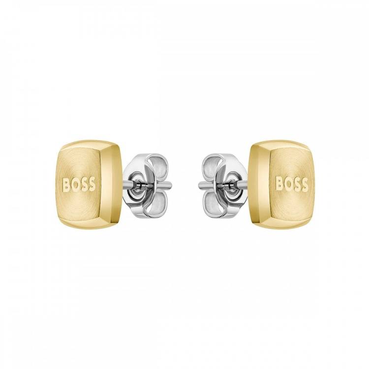 Boss Yann Light Yellow Gold IP Gents Square Earrings
