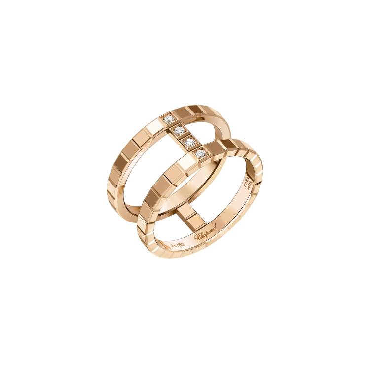 Chopard Ice Cube 18ct Rose Gold 0.04ct Diamond Ring - 53