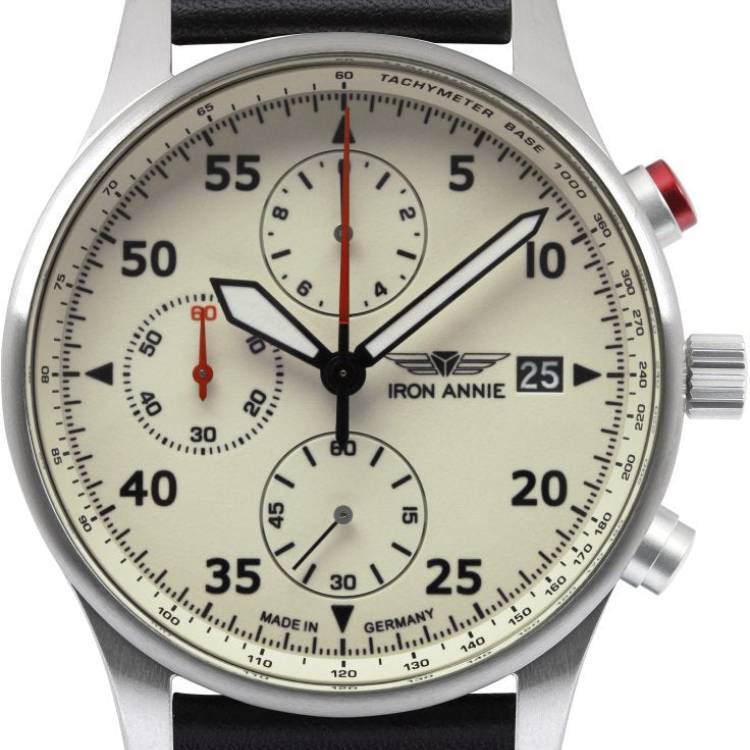 Iron Annie Watch F13 Tempelhof Chronograph Mens - Cream