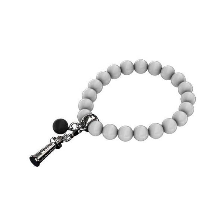 Sterling Silver White Agate Whitby Jet 8mm Regatta Charm Bracelet - Silver