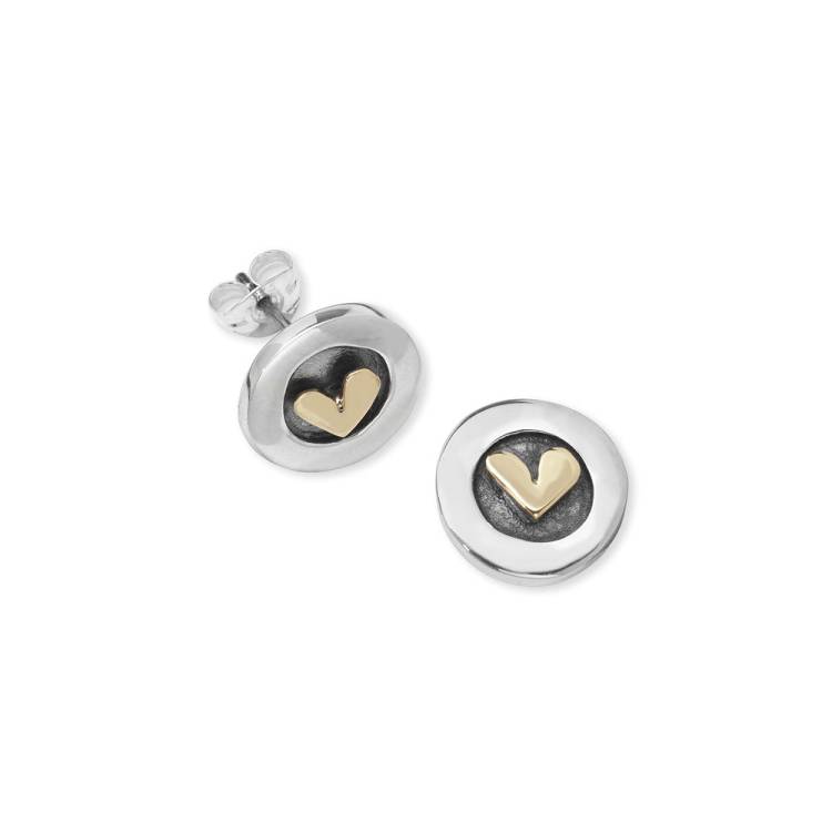 Linda Macdonald Petite Sterling Silver 9ct Yellow Gold Stud Earrings