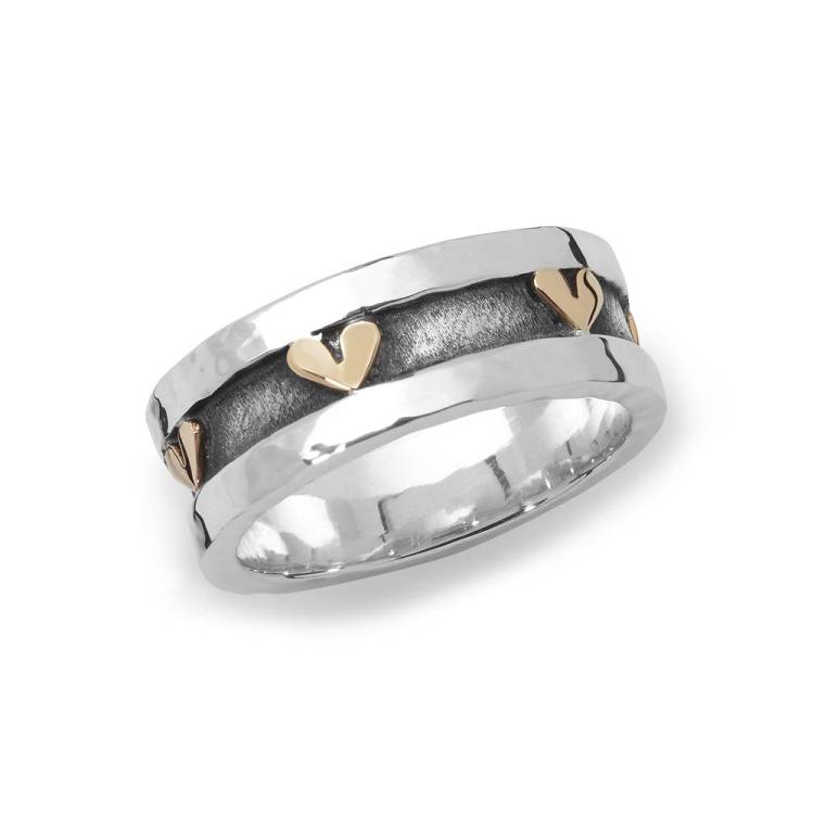 Linda Macdonald Spots And Stripes Sterling Silver 9ct Gold Ring