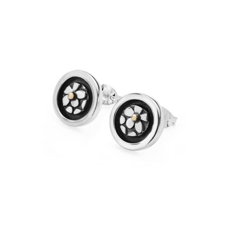 Linda Macdonald Cherish Sterling Silver 9ct Gold Stud Earrings