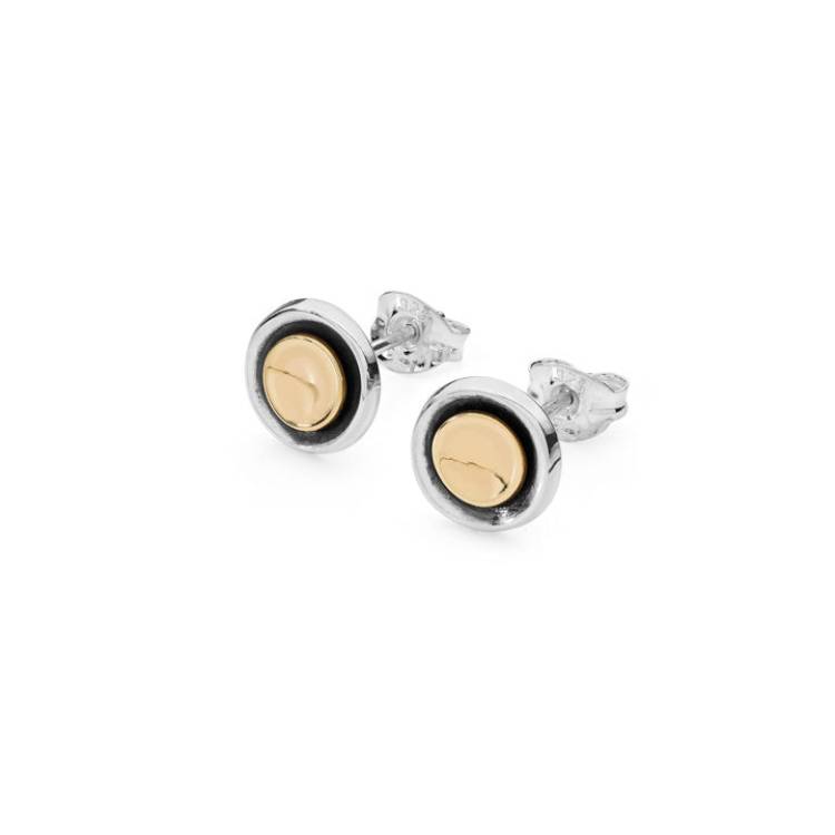 Linda Macdonald Butterfly Moon Sterling Silver 9ct Gold Stud Earrings
