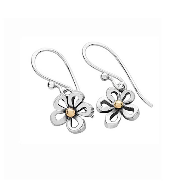 Linda Macdonald Woodlands Sterling Silver 9ct Gold Drop Earrings