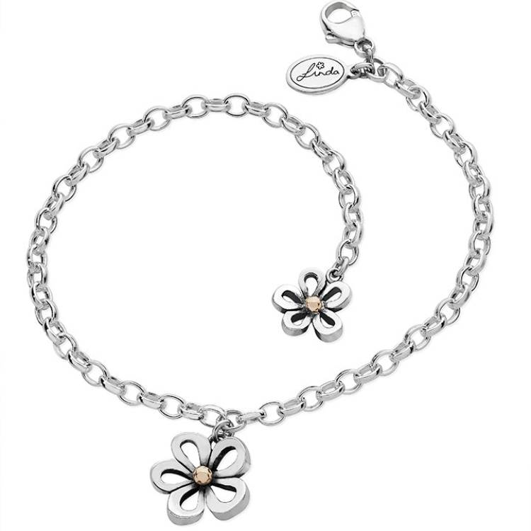 Linda Macdonald Woodlands Sterling Silver 9ct Gold Bracelet