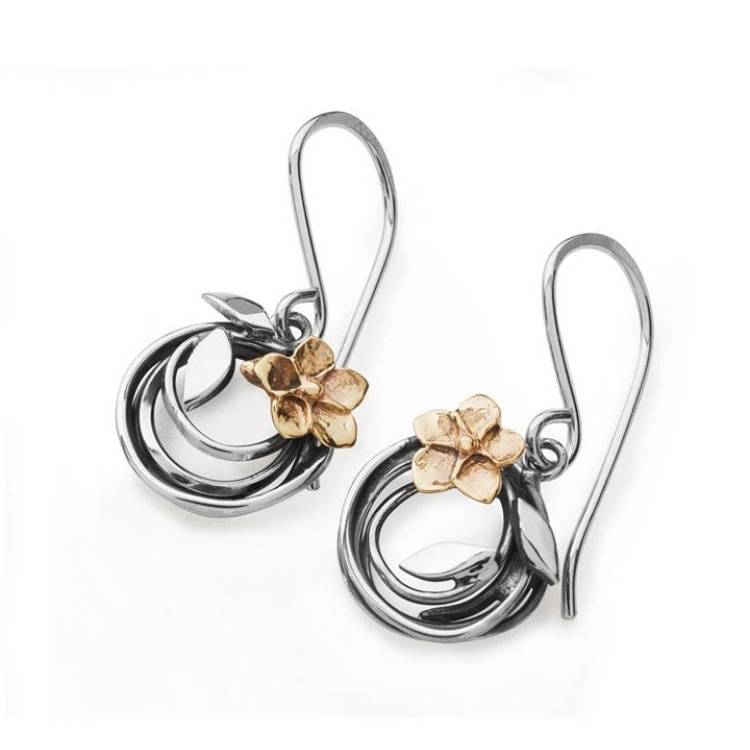 Linda Macdonald Entwined Sterling Silver 9ct Gold Drop Earrings