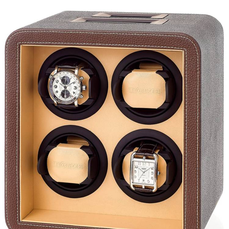 Leanschi Watch Winder 4 Multiple Winder - Brown