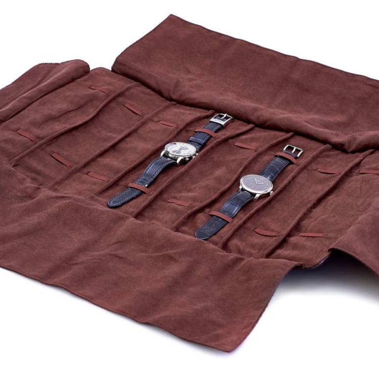 Leanschi Watch Case Chocolate Velvet Pouch