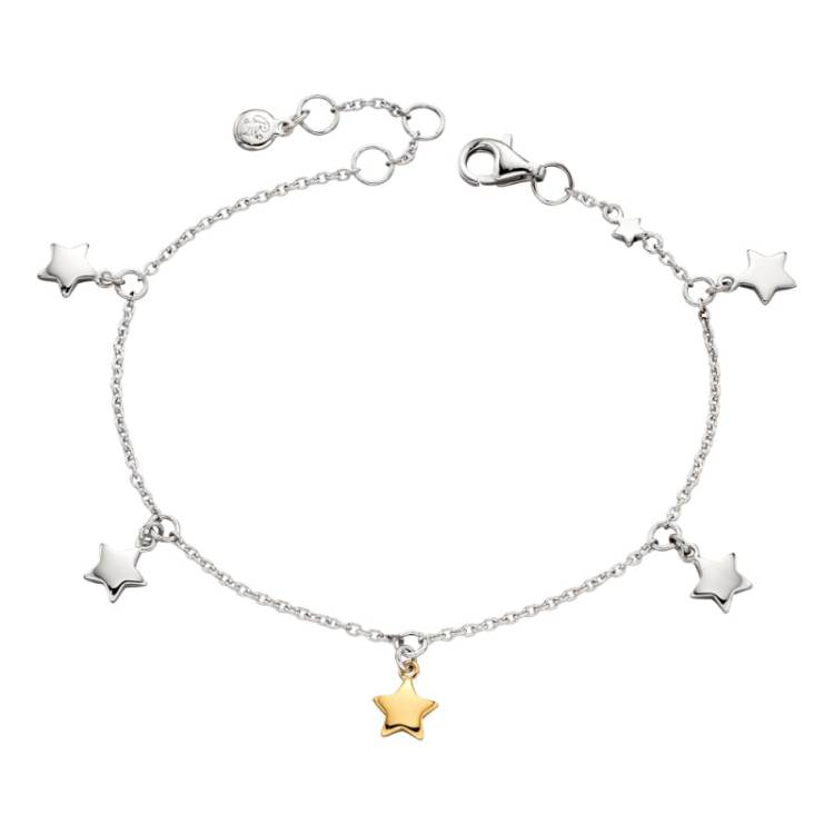 Little Star Sterling Silver Yellow Gold Plated Ivy Stars Childs Bracelet 