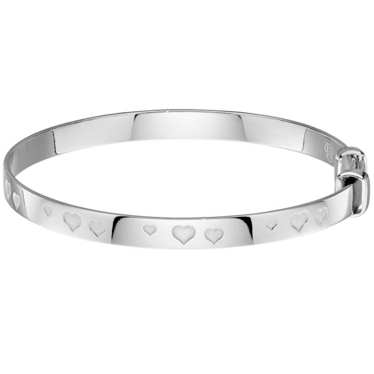 Little Star Sterling Silver Mirai Heart Pattern Baby Bangle