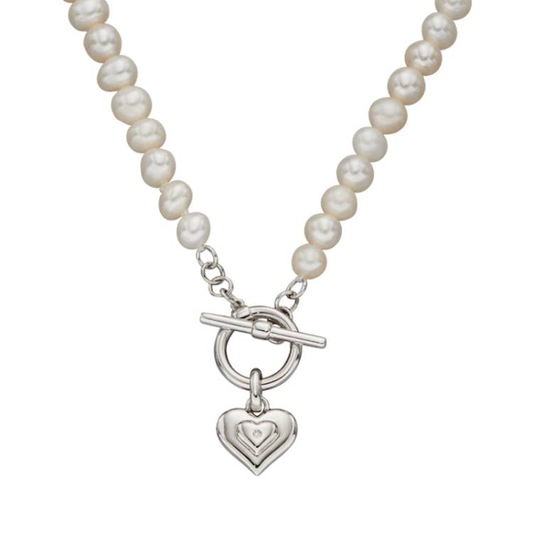 Little Star Sterling Silver Pearl Ophelia Childs T-Bar Necklace