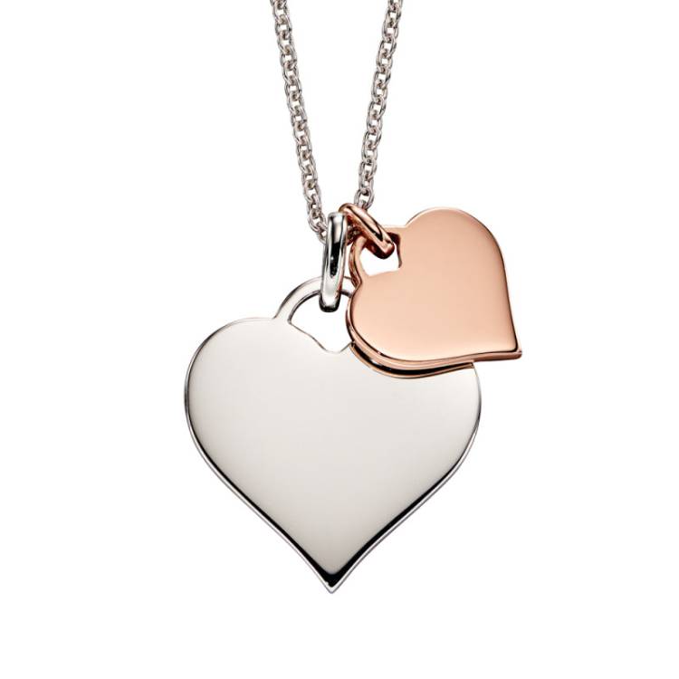 Little Star Sterling Silver Isabella Double Heart Adult Necklace