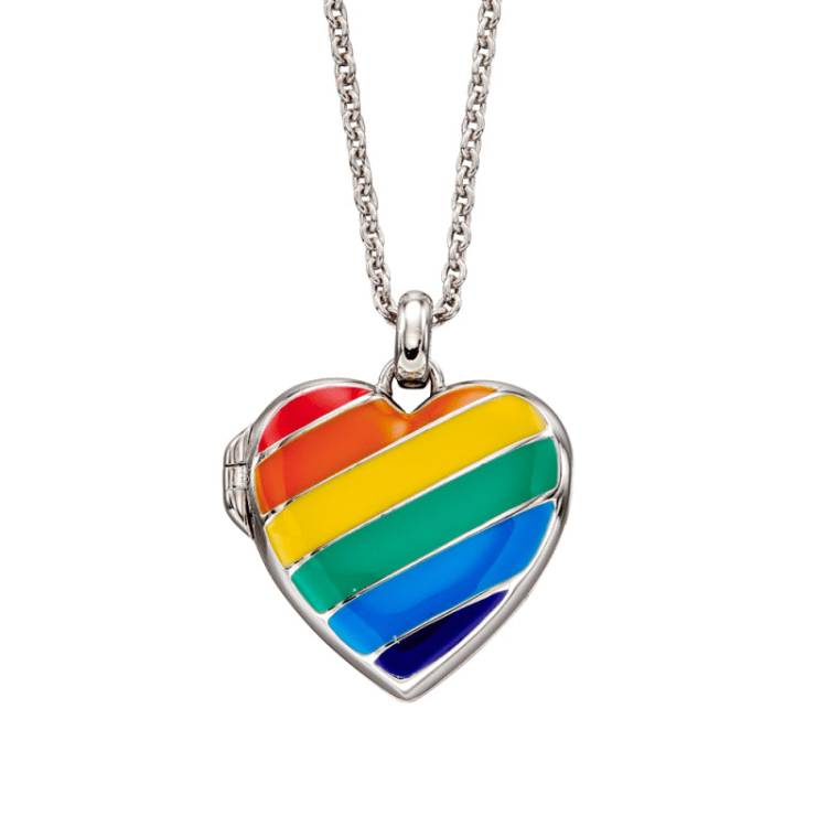 Little Star Sterling Silver Enamel Bryony Rainbow Childs Locket Necklace