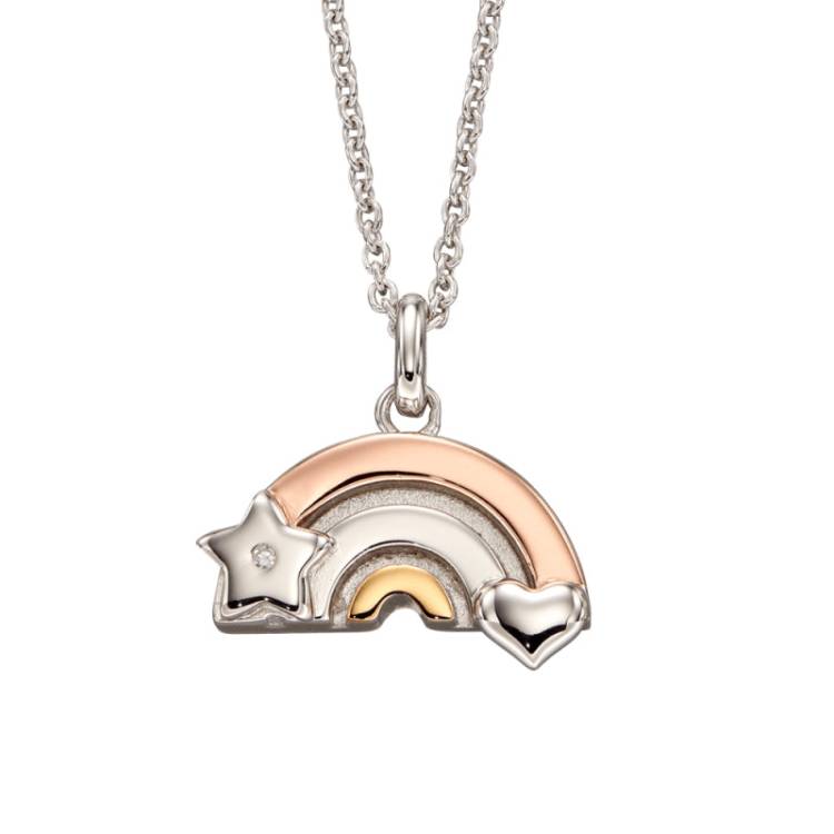 Little Star Sterling Silver Diamond Gold Plated Kaya Rainbow Childs Necklace