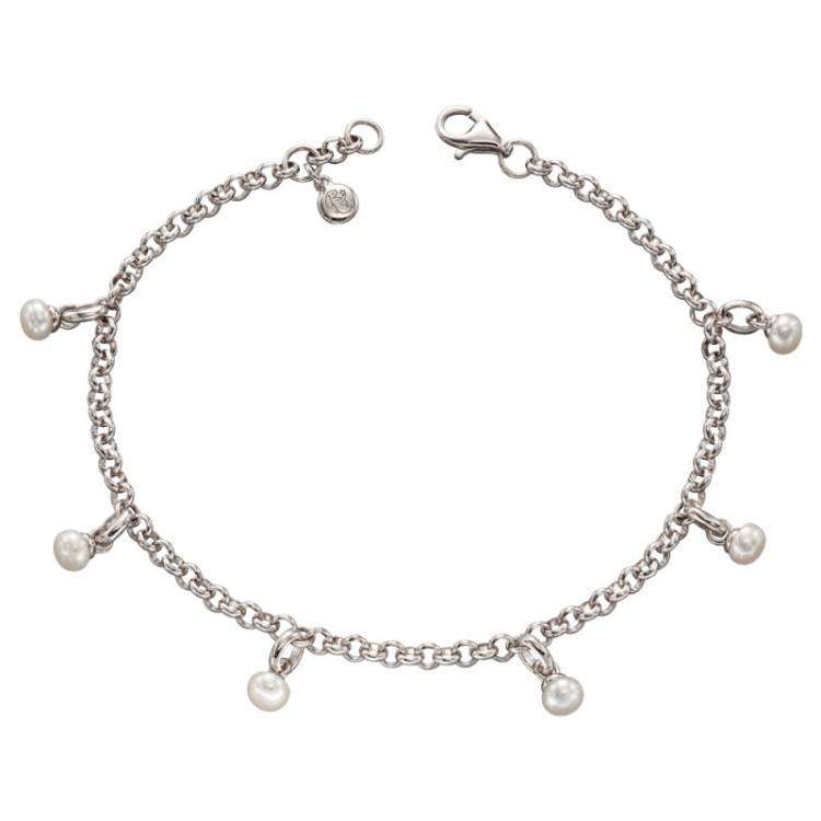 Little Star Sterling Silver Pearl Remi Childs Charm Bracelet