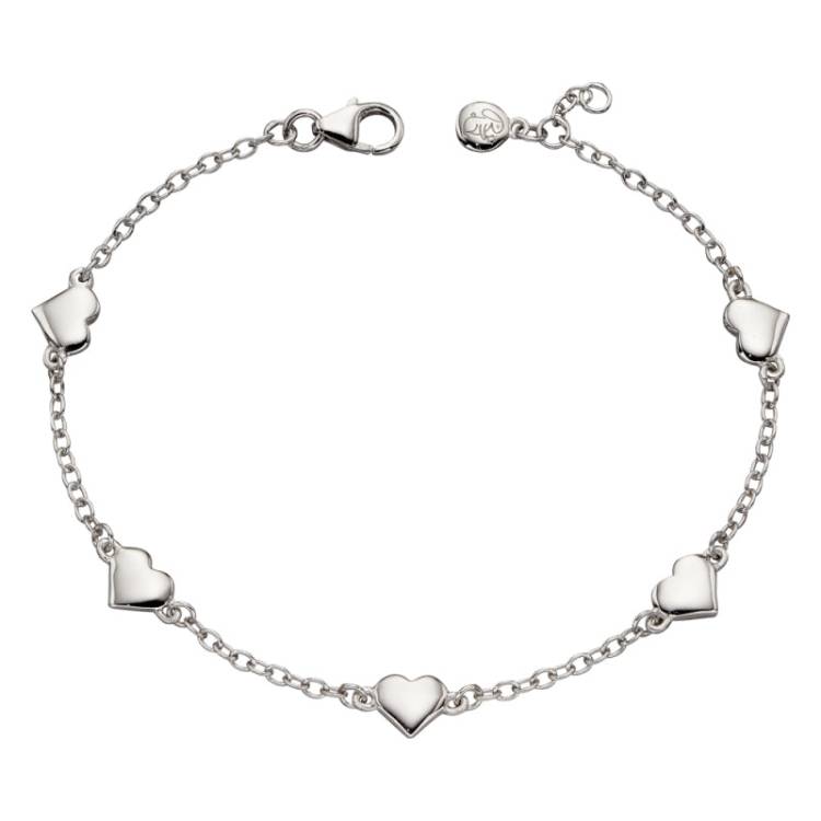 Little Star Sterling Silver Beatrice Heart Charm Childs Bracelet
