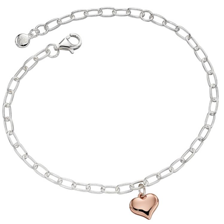 Little Star Sterling Silver Gold Plated Thea Heart Charm Childs Bracelet