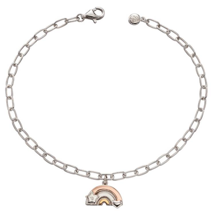 Little Star Sterling Silver Gold Plated Diamond Aurora Rainbow Childs Bracelet