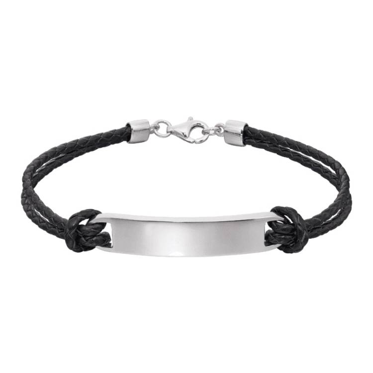 Little Star Sterling Silver Leather Reece Boys Childs ID Tag Bracelet