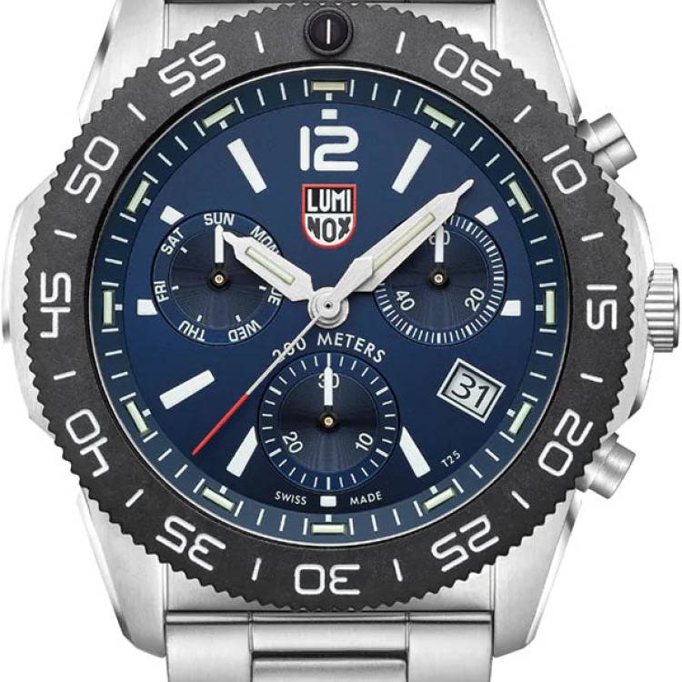 Luminox Watch Sea Pacific Diver Chronograph 3140 Black Blue Bracelet - Blue