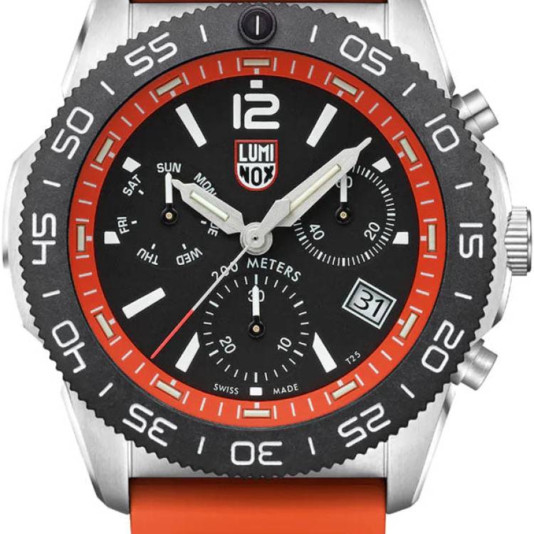 Luminox Watch Sea Pacific Diver Chronograph 3140 Black Orange - Black