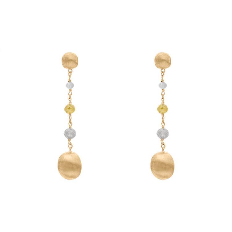 Marco Bicego Africa 18ct Yellow Gold Mixed Gemstone Drop Earrings D - Yellow Gold