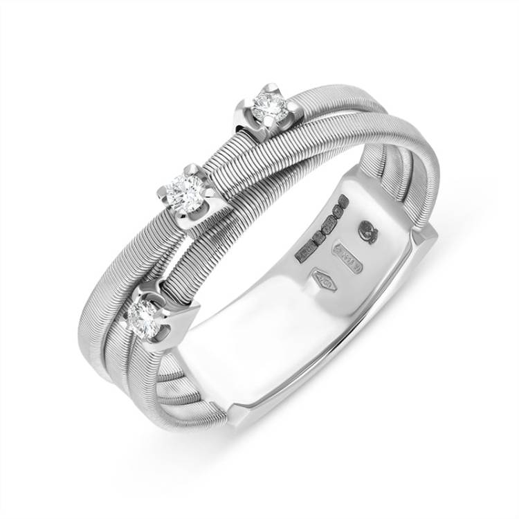 Marco Bicego Goa 18ct White Gold 0.09ct Diamond Ring - L