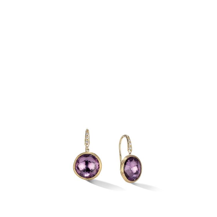 Marco Bicego Jaipur 18ct Yellow Gold Amethyst Diamond Drop Earrings