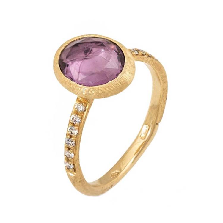 Marco Bicego Jaipur 18ct Yellow Gold Amethyst Diamond Ring - R