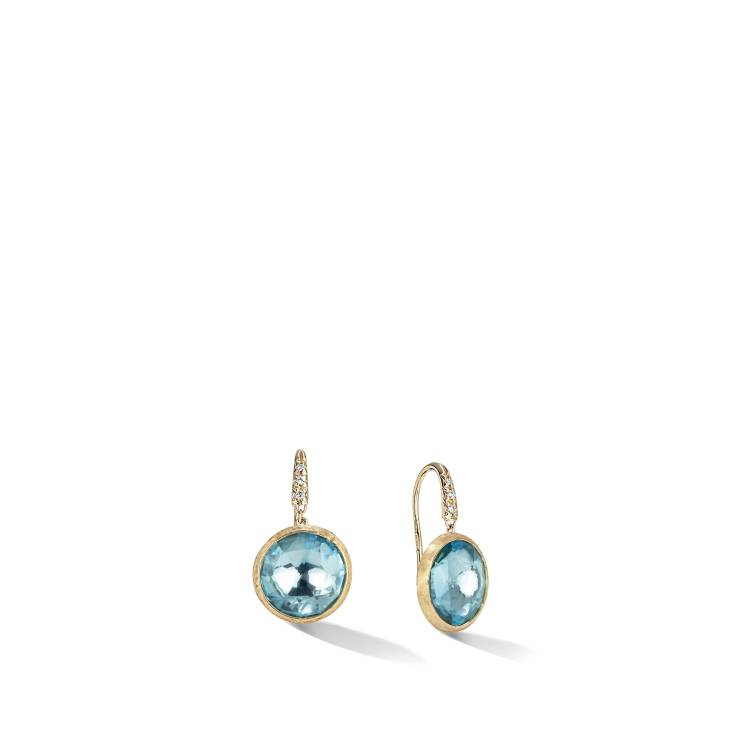 Marco Bicego Jaipur 18ct Yellow Gold Blue Topaz Diamond Drop Earrings