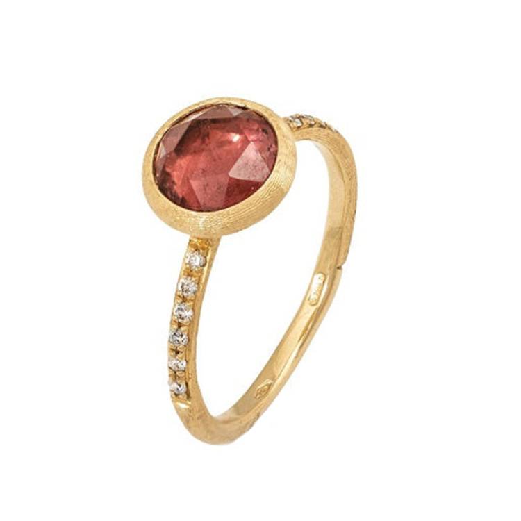 Marco Bicego Jaipur 18ct Yellow Gold Pink Tourmaline 0.09ct Diamond Ring - V