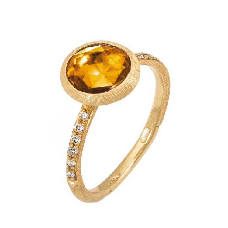 Marco Bicego Jaipur 18ct Yellow Gold Yellow Quartz Diamond Ring - K