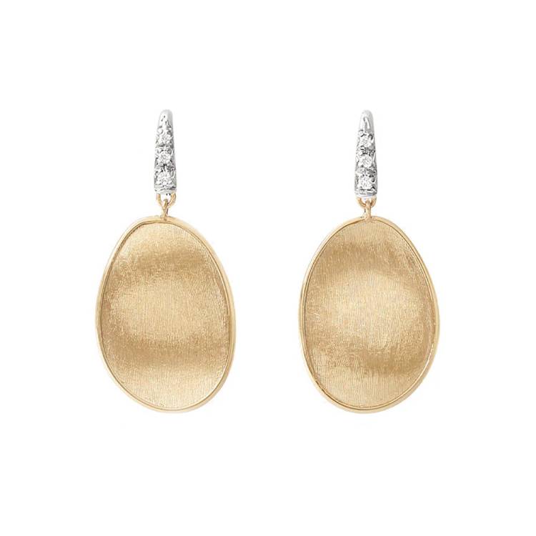 Marco Bicego Lunaria 18ct Yellow Gold 0.05ct Diamond Drop Earrings
