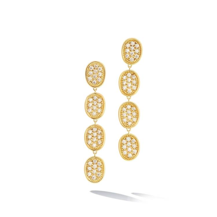 Marco Bicego Lunaria Alta 18ct Yellow Gold 1.06ct Diamond Drop Earrings - Yellow Gold