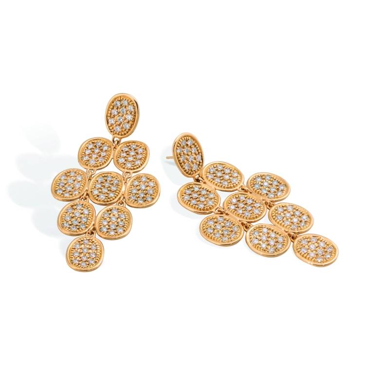 Marco Bicego Lunaria Alta 18ct Yellow Gold Diamond Statement Earrings - Yellow Gold