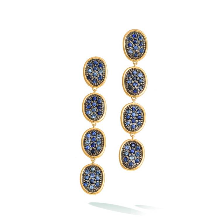 Marco Bicego Lunaria Alta 18ct Yellow Gold Sapphire Drop Earrings - Yellow Gold