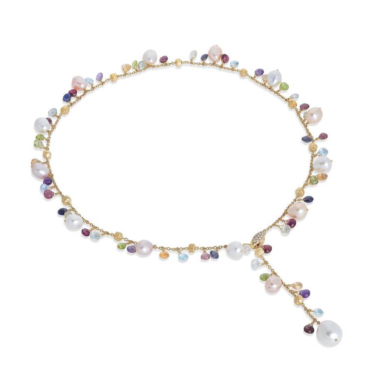 Marco Bicego Paradise 18ct Yellow Gold Pearl Multicolour Gemstone Diamond Necklace